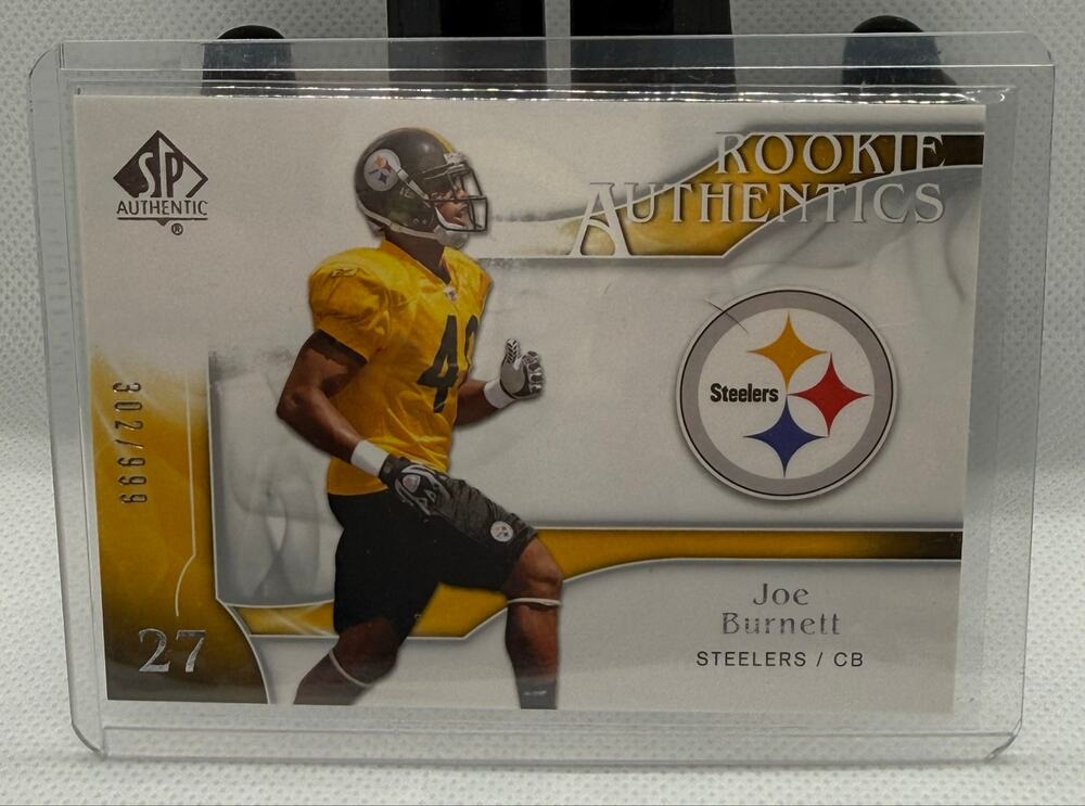 2009 SP Authentic Joe Burnett Rookie #282 /999 Pittsburgh Steelers Football Card